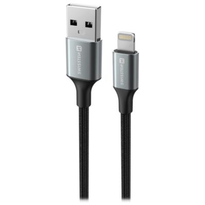 Swissten datový kabeltextile ii usb / lightning 1,5 m černý