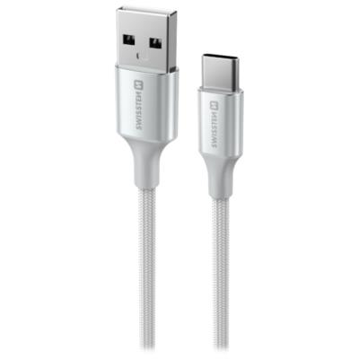 Swissten datový kabeltextile ii usb / usb-c 1,5 m bílý