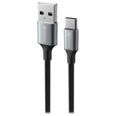 Swissten datový kabeltextile ii usb / usb-c 1,5 m černý
