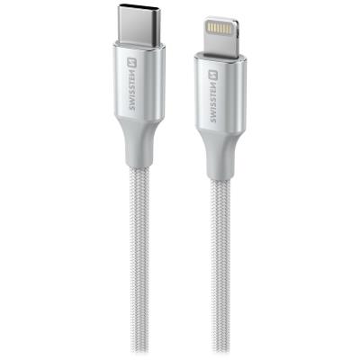 Swissten datový kabeltextile ii usb-c / lightning 1,5 m bílý