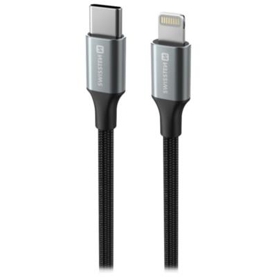 Swissten datový kabeltextile ii usb-c / lightning 1,5 m černý