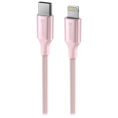Swissten datový kabeltextile ii usb-c / lightning 1,5 m růžový