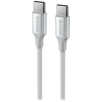 Swissten datový kabel textile ii usb-c / usb-c 1,5 m bílý