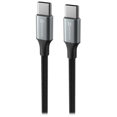 Swissten datový kabeltextile ii usb-c / usb-c 1,5 m černý