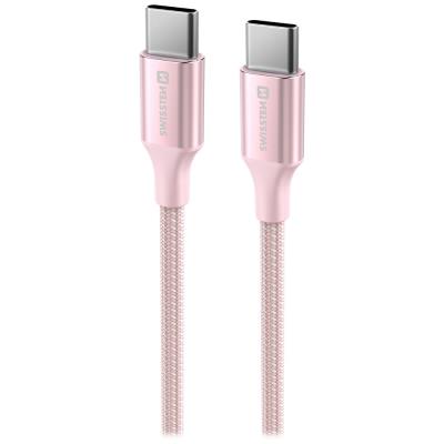 Swissten datový kabeltextile ii usb-c / usb-c 1,5 m růžový