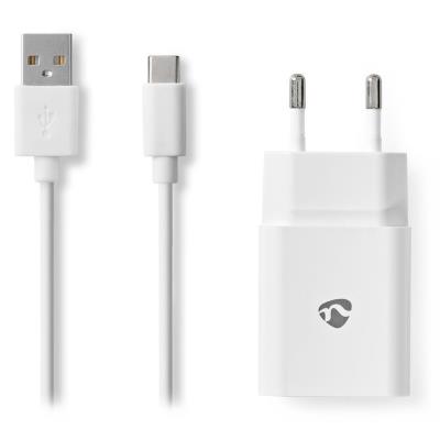NEDIS síťová nabíječka/ USB-C/ 2.4 A/ 5.0 VDC/ rychlé nabíjení/ bílá/ kabel 1m