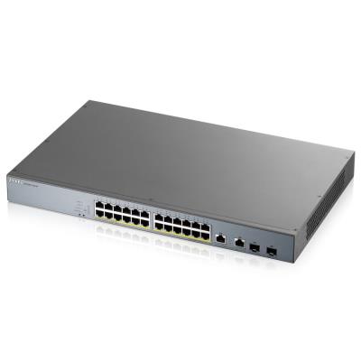 Zyxel GS1350-26HP 26 Port smart managed CCTV PoE switch, long range, 375W, 24x GbE, 2x combo RJ45/SFP