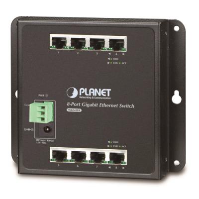 Planet průmyslový plochý switch 8x1Gb, 12-48VDC/24VAC, IP30, -10/60°C, fanless