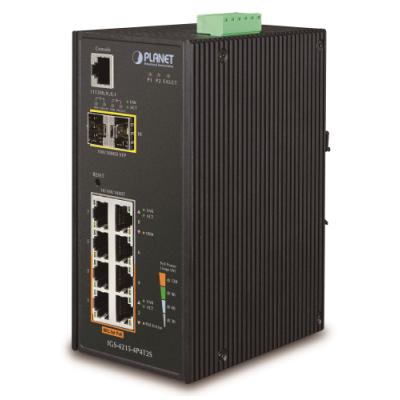 Planet IGS-4215-4P4T2S průmyslový L2 switch, 4x1Gb, 2x1Gb SFP, 4x PoE 802.3at 140W, 48-54VDC, -40~75°C, IP30