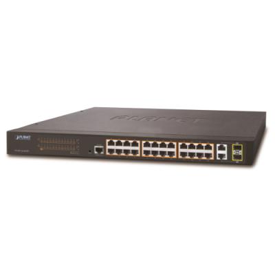Planet FGSW-2624HPS L2 switch, 24x100Mb, 2x1Gb SFP, 24x PoE 802.3at 220W
