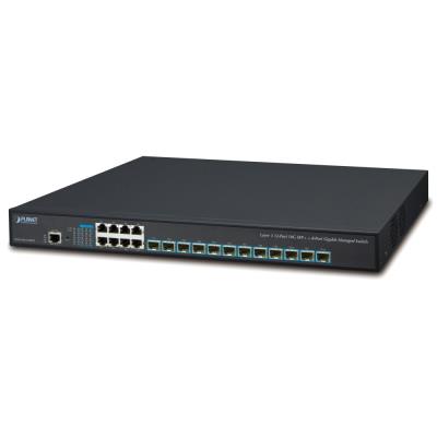 Planet XGS-6350-12X8TR L3 switch, 8x1Gb, 12x10Gb SFP+, QoS, 2x power-in