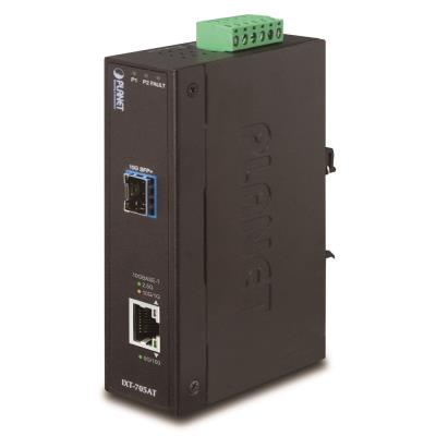 Planet IXT-705A průmyslový konvertor 10G/5G/2.5G/1G/100M / miniGBIC SFP+ 10GBASE-X, IP30, -40 až +75°C, dual power
