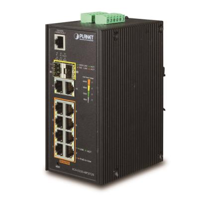 Planet IGS-5225-8P2T2S průmyslový L3 switch, 8x1Gb, 2x1Gb SFP, 8x PoE 802.3at 240W -40~75°C, dual 48-54VDC, IP30