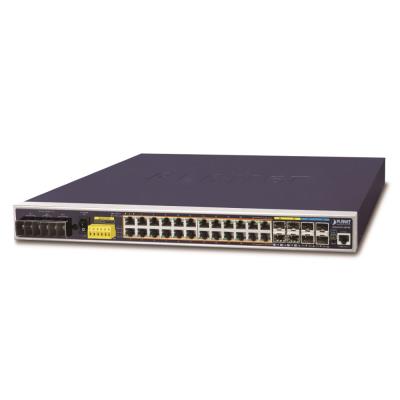 Planet IGS-6325-24P4X průmyslový L3 switch, 24x1Gb, 4x10Gb SFP+, PoE 802.3at 440W, 48-56VDC, -40~75°C, IP30, fanless