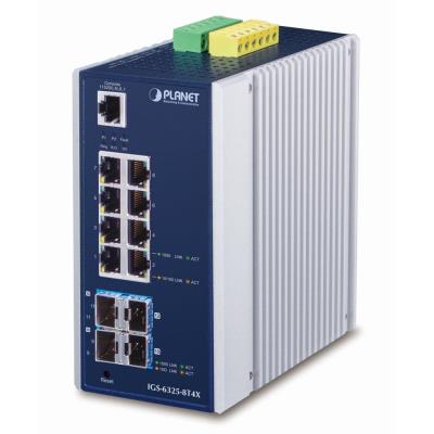 Planet IGS-6325-8T4X průmyslový L3 switch, 8x1Gb, 4x10Gb SFP+, 12-48VDC, -40~75°C, IP30, fanless