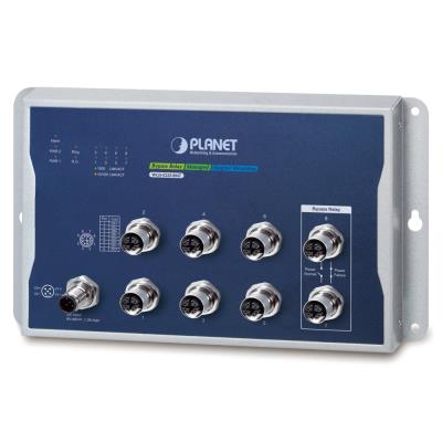 Planet WGS-5225-8MT plochý L3 switch, 8x1Gb M12, 9-48VDC, -40~75°C, IP40, fanless
