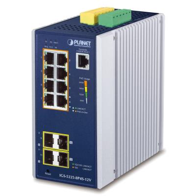 Planet IGS-5225-8P4S-12V průmyslový L3 switch, 8x1Gb, 2x1Gb SFP, 2x2.5Gb SFP, 8x PoE 802.3at 240W, 12-54VDC, -40~75°C