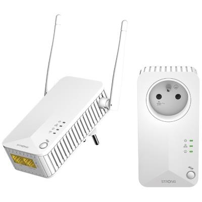 STRONG sada 2 adaptérů Powerline WF 600 DUO FR/ Powerline 600 Mbit/s/ Wi-Fi 300 Mbit/s/ 2x LAN/ bílý