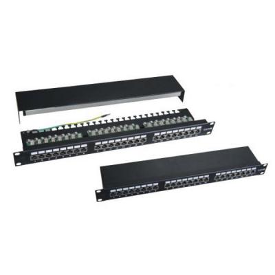 XtendLan Patch panel 19", 24 portů, Cat6, stíněný, vyvazovací úchyty, černý