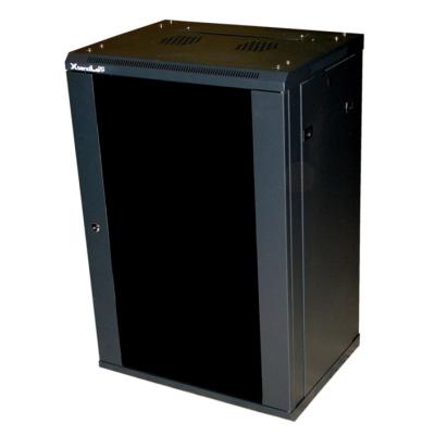 XtendLan 22U/600x600, na zeď, jednodílný, skleněné dveře černý, rozložený