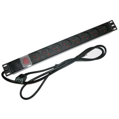 XtendLan 19"/1U rozvodný panel 8x 230V/10A, ČSN, vypínač, s přívodním kabelem k UPS IEC 320 C14