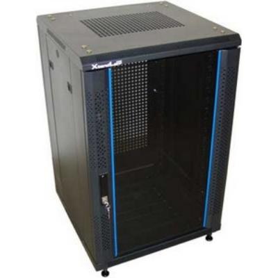 XtendLan 32U/600x800 stojanový, černý, skleněné dveře, perforovaná záda