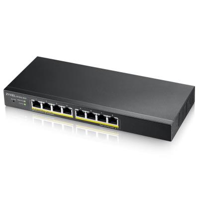 ZyXEL GS1915-8EP, 8-port GbE PoE Smart hybrid mode Switch, standalone or NebulaFlex Cloud, 60W 802.3at, desktop, fanless