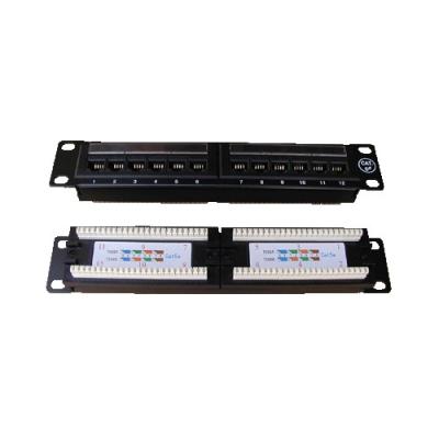 DATACOM Patch panel UTP 10" 12 port CAT5E, 2x6 pozic, 1U, zadní zářez, černý