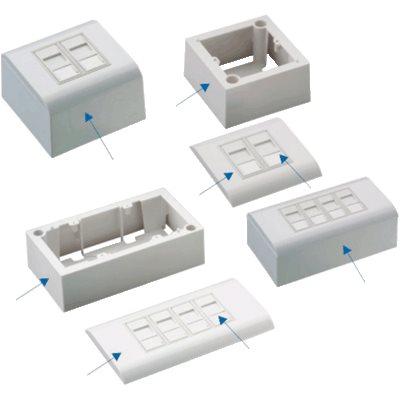 Datacom modulární datová zásuvka UTP CAT6  2xRJ45 (na i pod omítku)