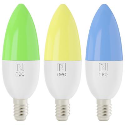 IMMAX NEO SMART sada 3x žárovka LED E14 6W RGB+CCT barevná a bílá, stmívatelná, Wi-Fi, TUYA