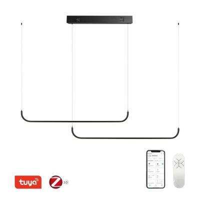 IMMAX NEO PATTINI Smart závěsné svítidlo dvojité 160-280cm, 53W, 3640lm černé Zigbee 3.0, TUYA