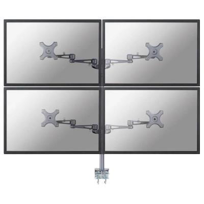 Neomounts FPMA-D935D4 /Držák displeje/na stůl/10-27"/svorka/3čepy/VESA 100X100/nosn.4x6kg/4 displeje/stříbrný