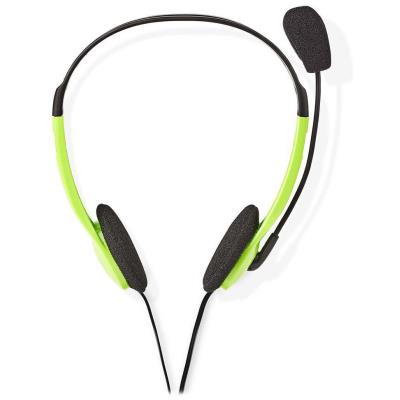NEDIS headset CHST100GN/ drátová sluchátka + mikrofon/ 2x 3,5 mm jack/ kabel 2 m/ zelený