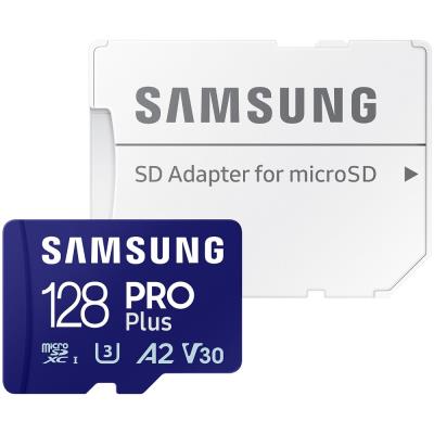 SAMSUNG PRO Plus MicroSDXC 128GB + SD Adaptér / CL10 UHS-I U3 / A2 / V30