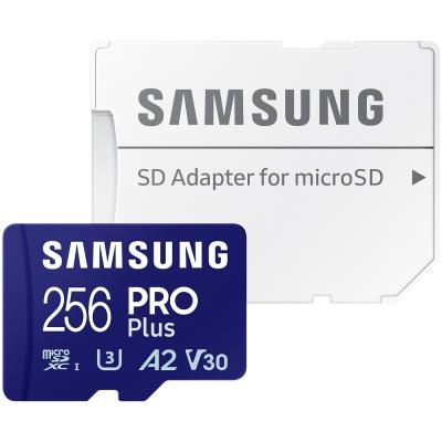 SAMSUNG PRO Plus MicroSDXC 256GB + SD Adaptér / CL10 UHS-I U3 / A2 / V30