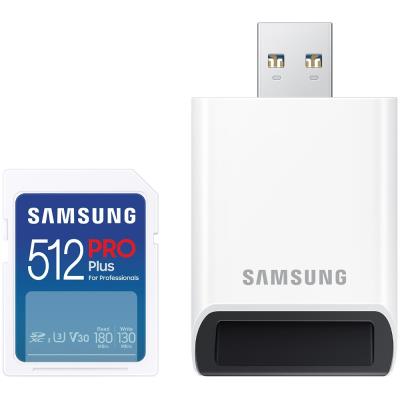 SAMSUNG PRO Plus SDXC 512GB + USB Adaptér / CL10 UHS-I U3 / V30