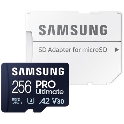 SAMSUNG PRO Ultimate MicroSDXC 256GB + SD Adaptér / CL10 UHS-I U3 / A2 / V30