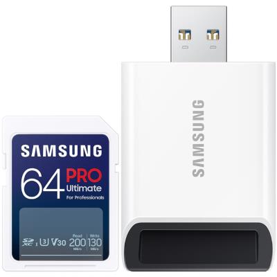 SAMSUNG PRO Ultimate SDXC 64GB + USB Adaptér / CL10 USH-I U3 / V30