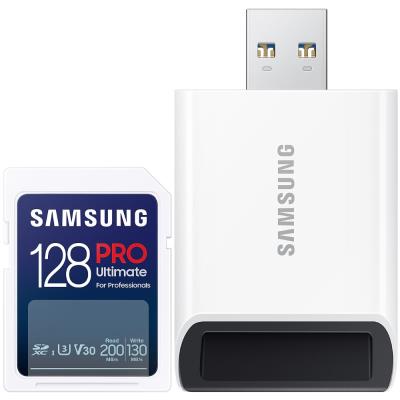 SAMSUNG PRO Ultimate SDXC 128GB + USB Adaptér / CL10 USH-I U3 / V30