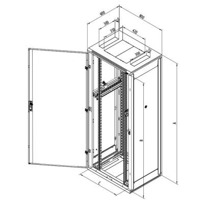 Triton 19' rozvaděč stojanový 42U/800x600 plechové dveře RAL7035, šedý