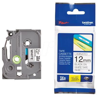 BROTHER laminovaná páska TZE-231/ bílá-černá/ 12mm
