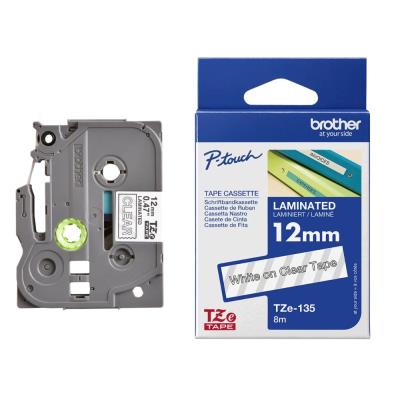 BROTHER laminovaná páska TZE-135/ průsvitná-bílá/ 12mm