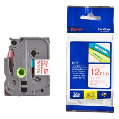 BROTHER laminovaná páska TZE-232/ bílá-červená/ 12mm