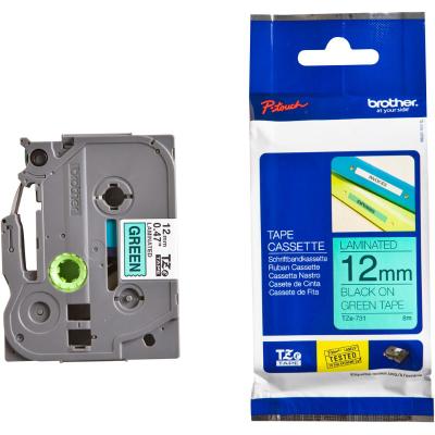 BROTHER laminovaná páska TZE-731/ zelená-černá/ 12mm