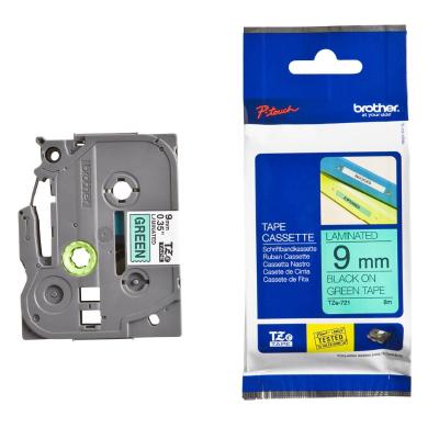 BROTHER laminovaná páska TZE-721/ zelená-černá/ 9mm