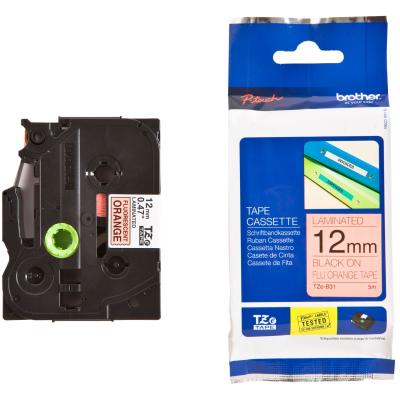BROTHER signální páska TZE-B31/ oranžová-černá/ 12mm