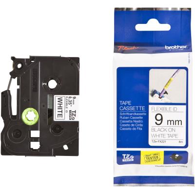 BROTHER flexibilní páska TZE-FX221/ bílá-černá/ 9mm