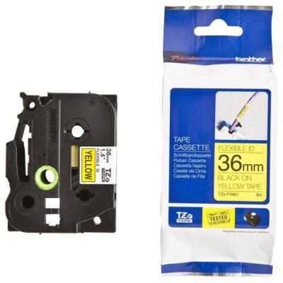 BROTHER flexibilní páska TZEFX661 / žlutá-černá / 36mm