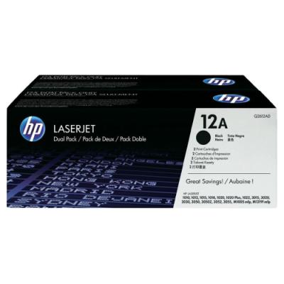 HP černý toner, Q2612AD, LJ 1010, 1022 - 2pack originál